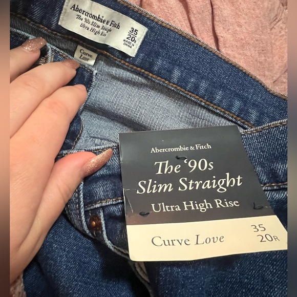 Abercrombie & Fitch Curve Love Ultra HighRise 90s Slim Straight Jean 34/18 35/20 - Picture 5 of 15